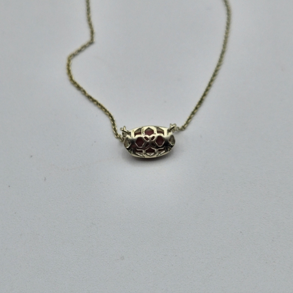 KENDRA SCOTT Elisa Coral Stone Small Pendant 14K over Brass Adjustable - Picture 7 of 8